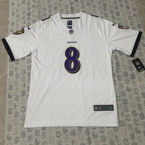 Nfl Nike Baltimore Ravens Lamar Jackson 8 Authentic Football White Jersey